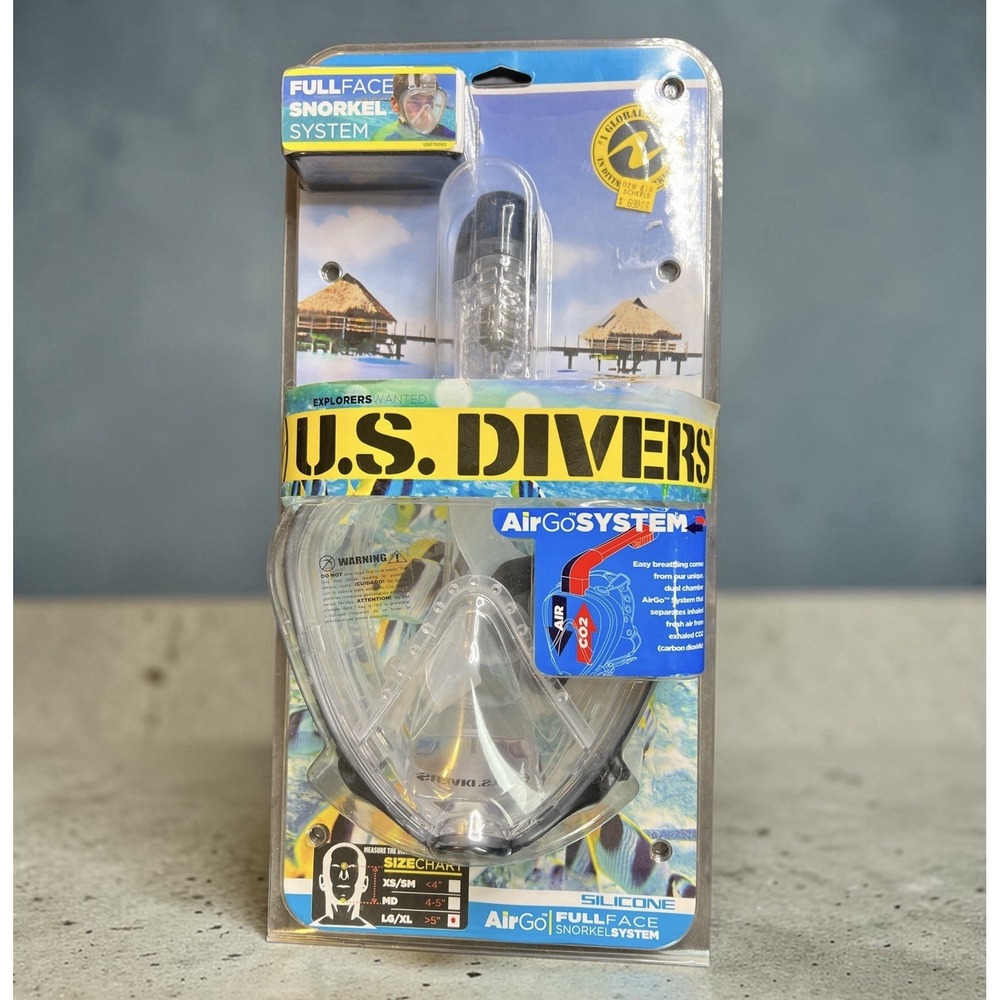 US Divers AirGo Fullface Snorkel Mask System, Size Large/XL‎ Unopened New